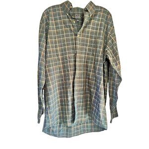 Jos A Bank Travelers Collection Green Spread Collar Plaid Dress size Large Shirt